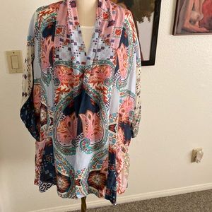 New Johnny Was size XS washable rayon 3/4 sleeves kimono with front pockets.